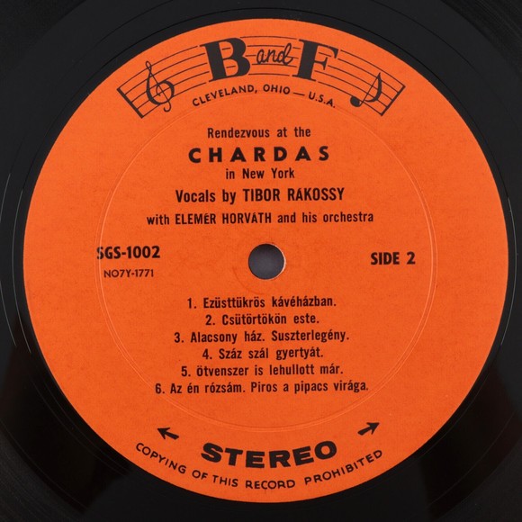 Tibor Rakossy - Rendezvous At The Chardas -Gypsy Orchestra- 12" Vinyl LP SG-1002 - Picture 6 of 8